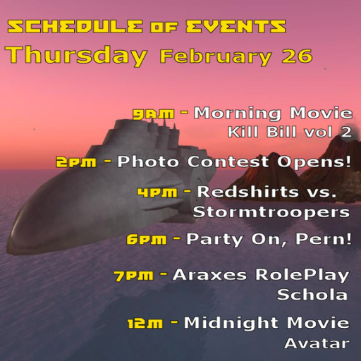 Thursday February 26 2015 Schedule